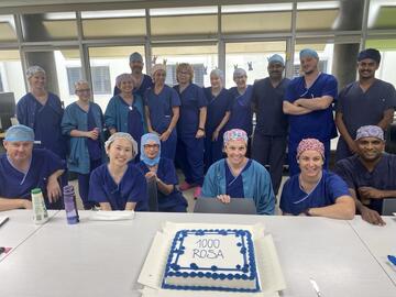 Cairns Private Hospital staff celebrated 1,000 procedures using its first ROSA device