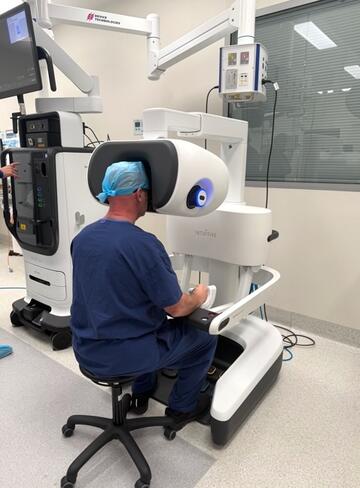 The da Vinci 5 console lets surgeons monitor procedures remotely in real-time